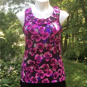 Banana Republic pink pansies satin top size S